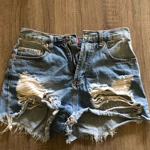 Distressed Denim Shorts